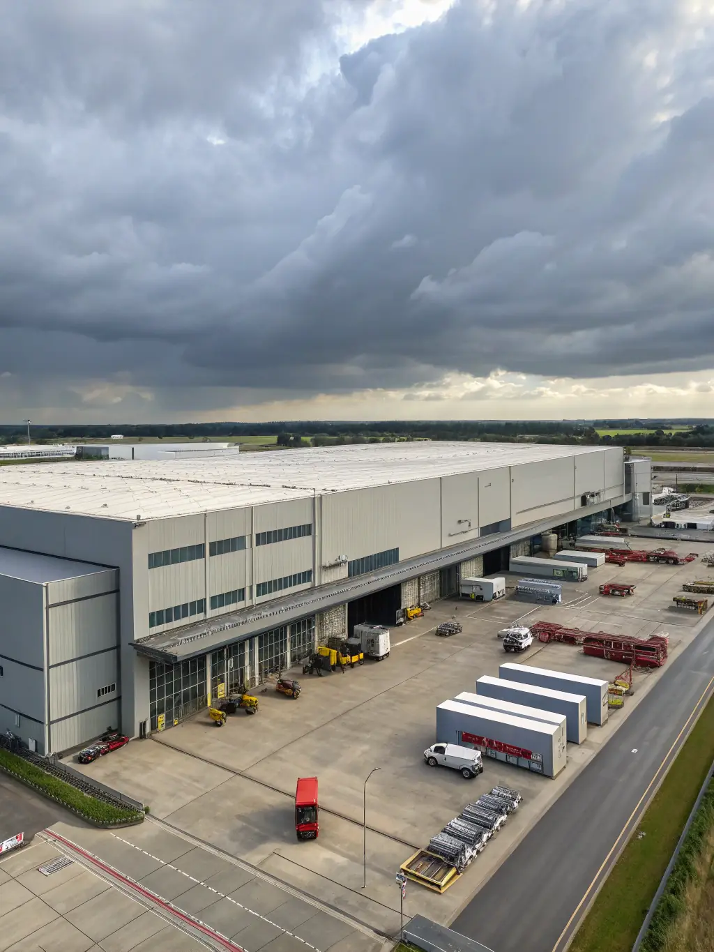 A large, modern warehouse facility in Midland, Texas, emphasizing its logistical advantages and suitability for various businesses.
