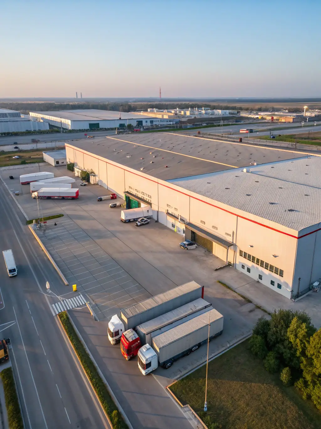 A large, modern warehouse facility in Midland, Texas, with multiple loading docks and ample storage space, emphasizing its functionality and logistical advantages.